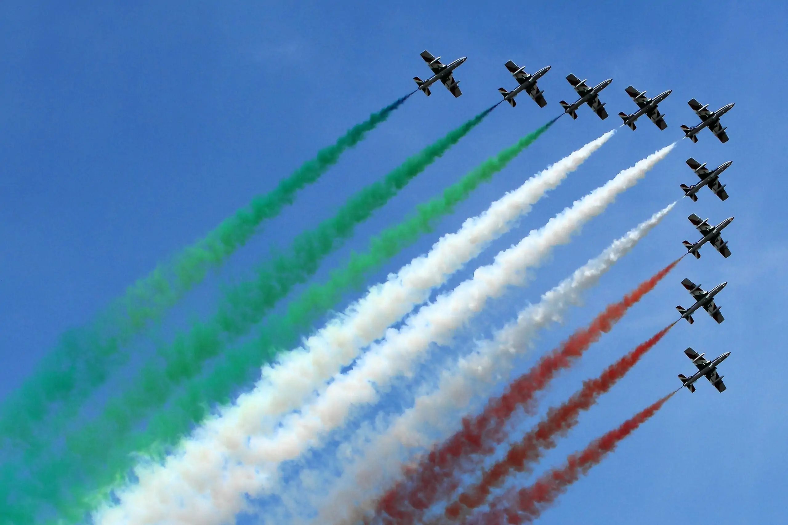 Italian flag colours from airplanes