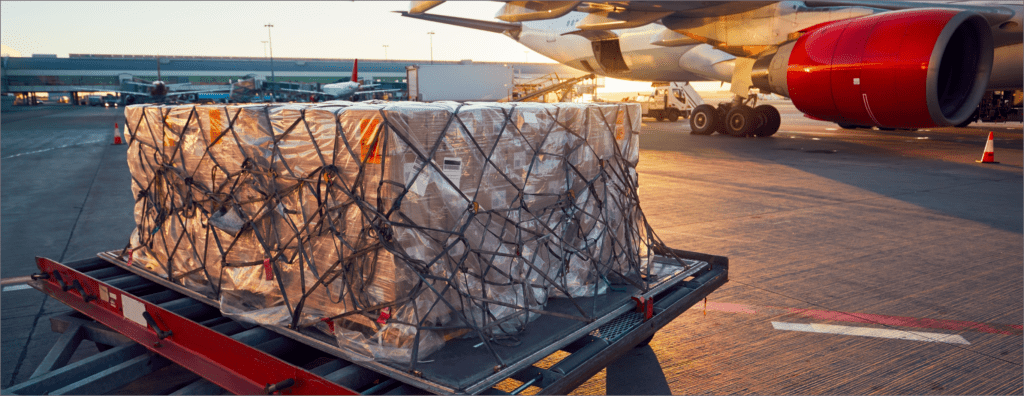 Air freight waiting to be loaded