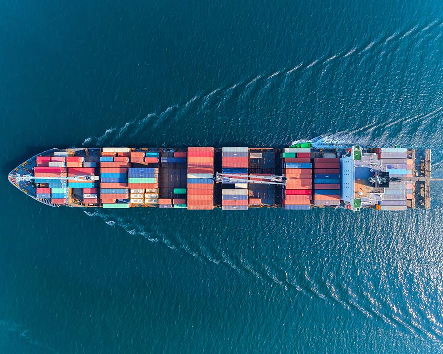 sea freight in transit on a ship at sea