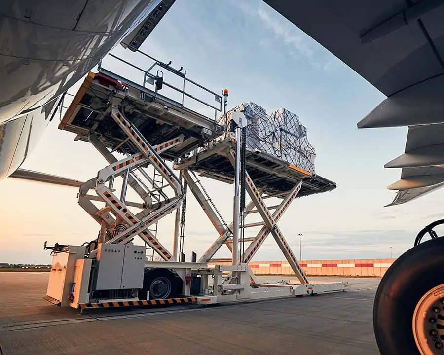 Air Freight being loaded onto an plane