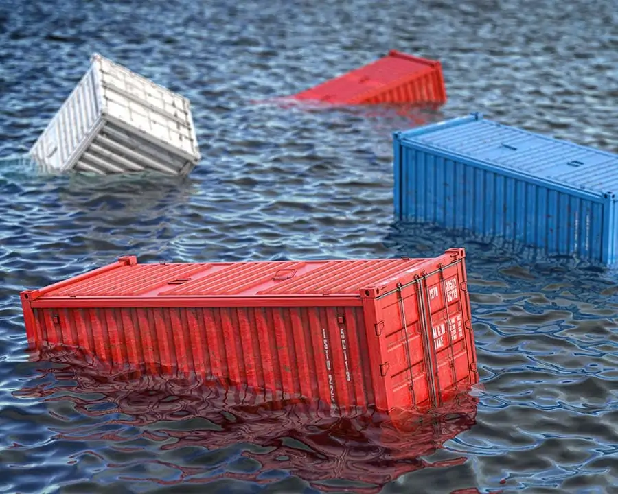 freight containers in the sea, hopefully the owners have marine insurance